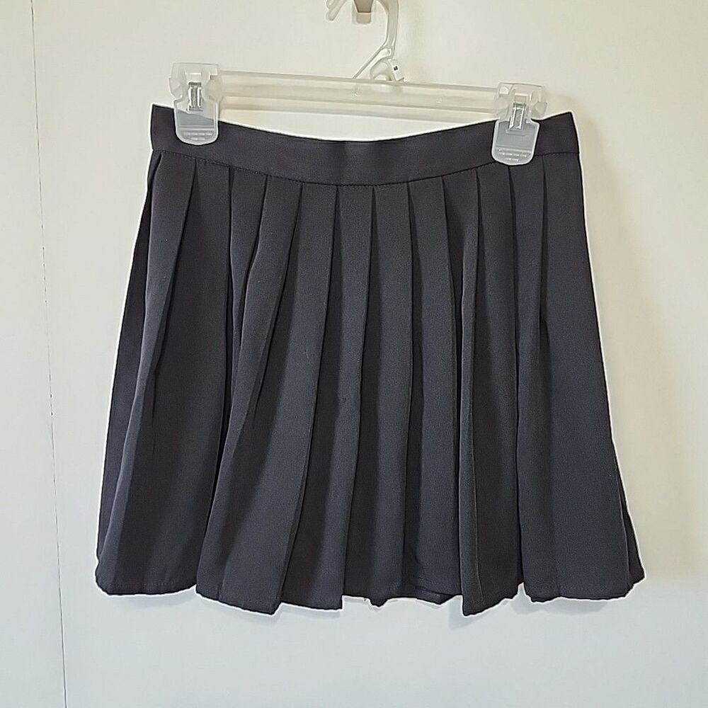 Hug Sunshine Pleated Mini Skirt Youth Large Black Schoolgirl Sailor Style Zip